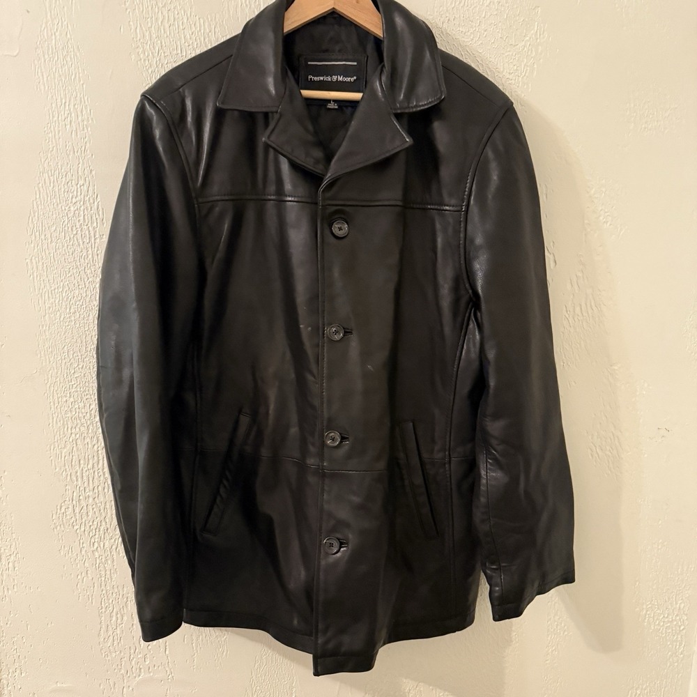 Preswick and Moore Leather Coat Size L Black